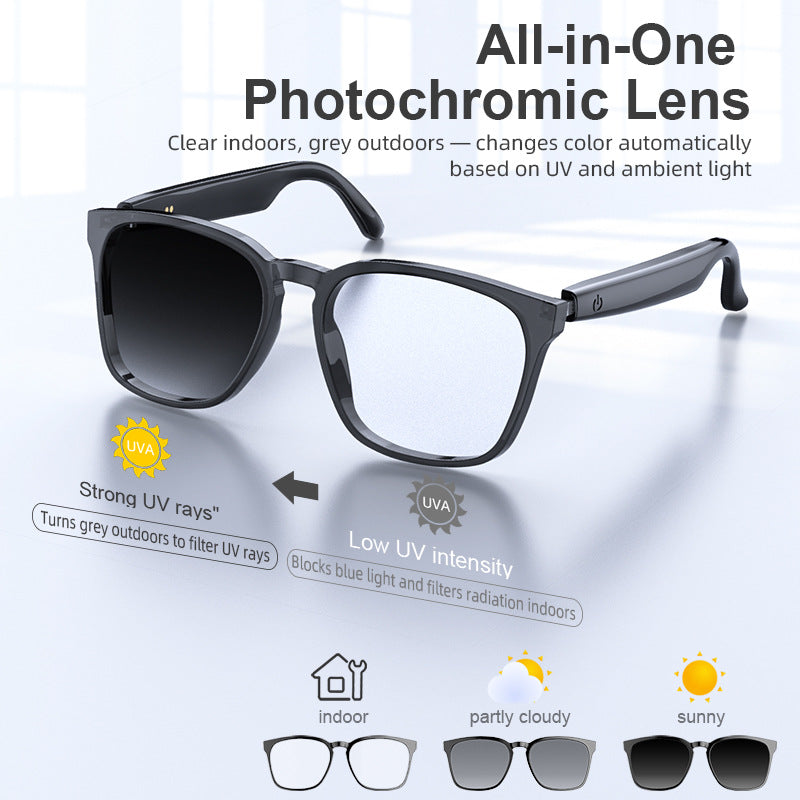 AI Smart Translation Bluetooth Glasses – Photochromic Wireless Audio