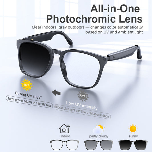 AI Smart Translation Bluetooth Glasses – Photochromic Wireless Audio