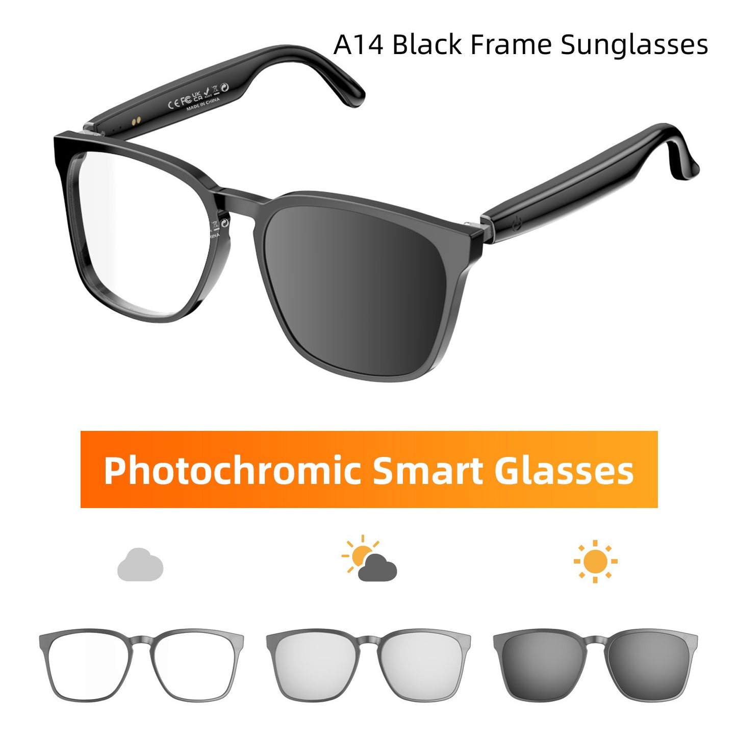 AI Smart Translation Bluetooth Glasses – Photochromic Wireless Audio