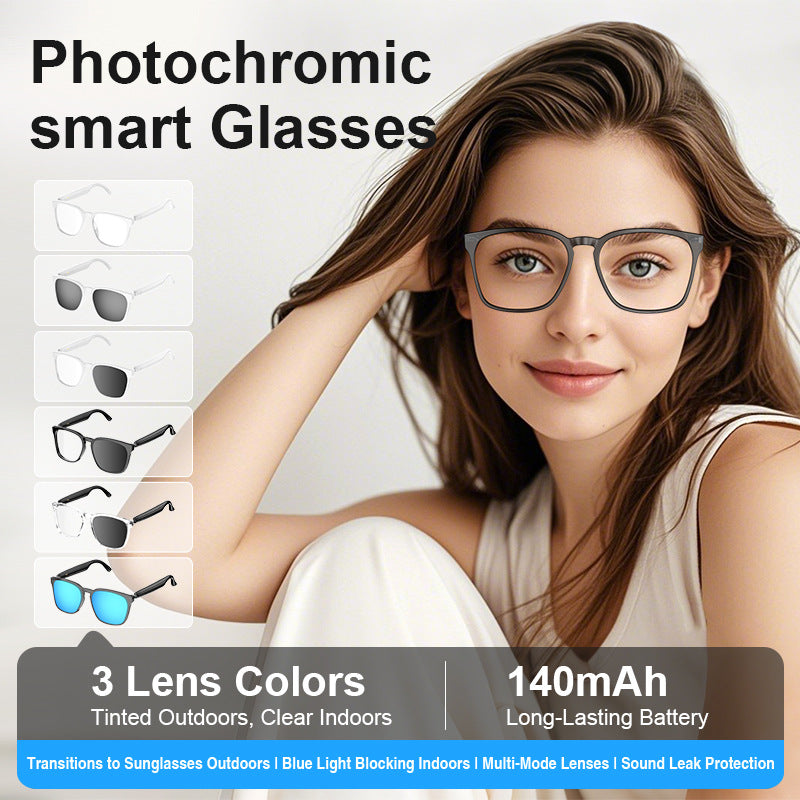 AI Smart Translation Bluetooth Glasses – Photochromic Wireless Audio